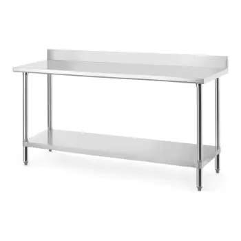 Werktafel - Met Spatrand - H 95 x B 120 x D 60 CM - RVS - Budget Line - Hendi