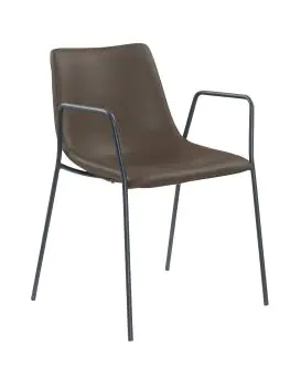 Stoel Denver - Armleuning - Donkerbruin - Staal - G-Line