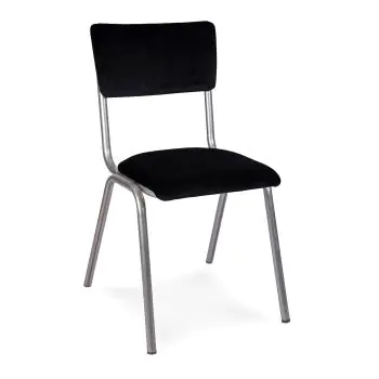 Stoel Old School - Stapelbaar - Vintage Metal - Zwart - Velvet - G-Line