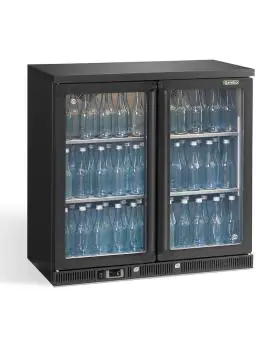 Koelkast - 250 Liter - 2-Deurs - Glazen Deur - Geforceerd - Zwart - Gamko