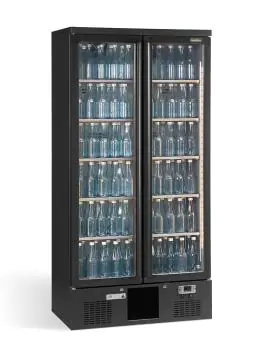 Koelkast - 500 Liter - 2-Deurs - Glazen Deur - Geforceerd - Zwart - Gamko