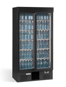 Koelkast - 500 Liter - 2-Deurs - Glazen Deur - Geforceerd - Zwart - Gamko