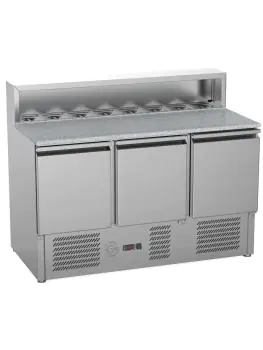 Pizzawerkbank - 3-Deurs - 368 Liter - RVS - 230V - H 86 x B 136 x D 70 CM - G-Line