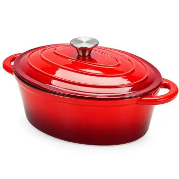 Braadpan - 3.5 Liter - Gietijzer - Geëmailleerd - B 28 x D 20 CM - Rood - Emga