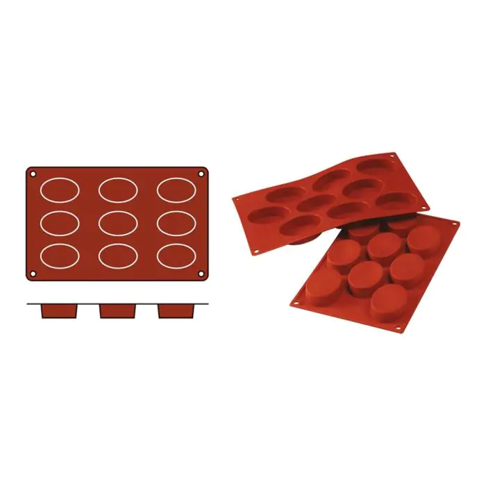Bakmat Ovals-Medium - 0.2 KG - Silicoon - Rood - 0.05 Liter - -60°C / +230°C - Silikomart - 070071 070071 €8.95 Bakmatten
