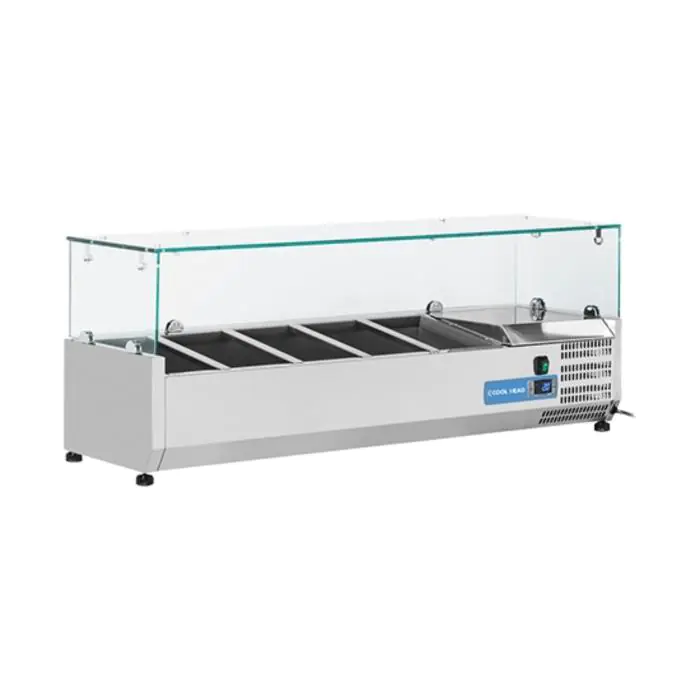Koelvitrine - H 44 x 120 x 33.5 CM - 39 KG - 220 - 240 V - 160 W - Statische - R600A - RVS - 34 Liter - +2°C / +8°C - Cool Head - 712010 712010 €592.00 Vitrine met glas