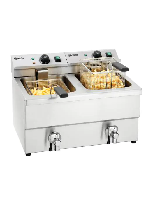 Friteuse - 2 x 8 Liter - Aftapkraan - 230V - Bartscher - A150407 A150407 €399.00 Friteuses 230 volt