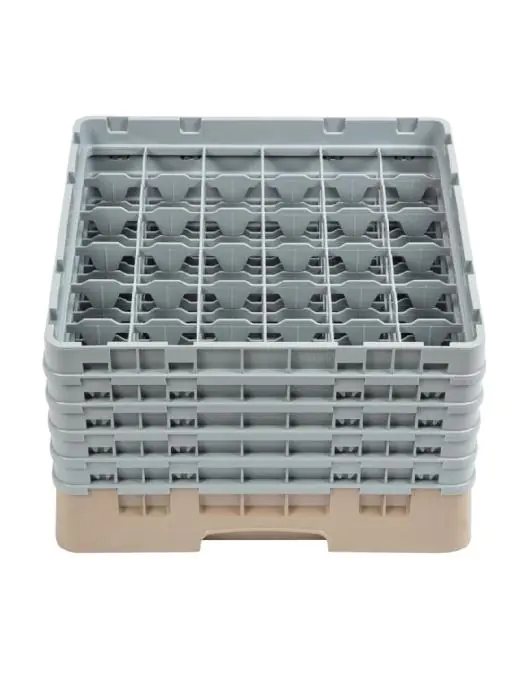 Vaatwaskorf - 36 compartimenten - Beige - H 30.8 x 50 x 50 CM - Polypropyleen - Cambro - DW559 DW559 €107.77 Afwaskorven voor bekerglazen