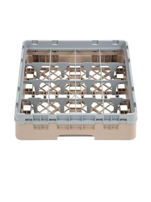 Vaatwaskorf - 16 compartimenten - Beige - H 14.3 x 50 x 50 CM - Polypropyleen - Cambro - DW550 DW550 €48.65 Afwaskorven voor bekerglazen