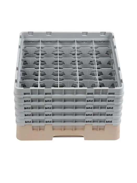 Vaatwaskorf - 25 compartimenten - Beige - H 30.8 x 50 x 50 CM - Polypropyleen - Cambro - DW556 DW556 €104.45 Afwaskorven voor bekerglazen