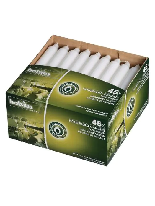 Dinerkaarsen - 45 stuks - Wit - H 17.7 x 17.7 CM - Was - Bolsius - P963 P963 €25.99 Presentatie