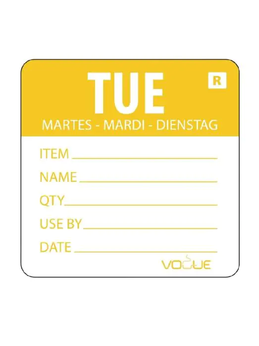 Daglabels - Afneembaar - Dinsdag - 500 stuks - H 4.9 x 6 CM - Vogue - L067 L067 €13.49 Dagstickers