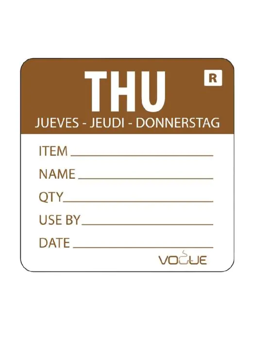 Daglabels - Afneembaar - Donderdag - 500 stuks - H 4.9 x 6 CM - Vogue - L069 L069 €13.49 Dagstickers