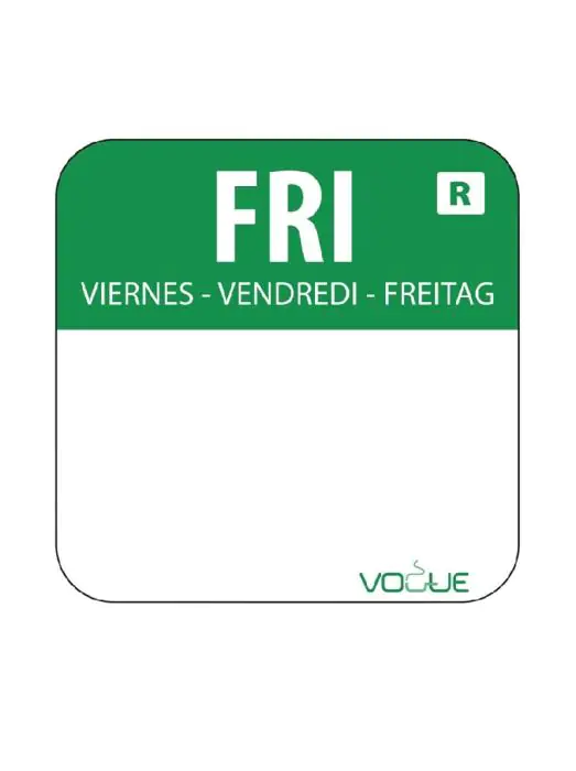 Daglabels - Afneembaar - Vrijdag - 1000 stuks - Groen - H 2.4 x 2.4 CM - Vogue - L935 L935 €5.19 Dagstickers