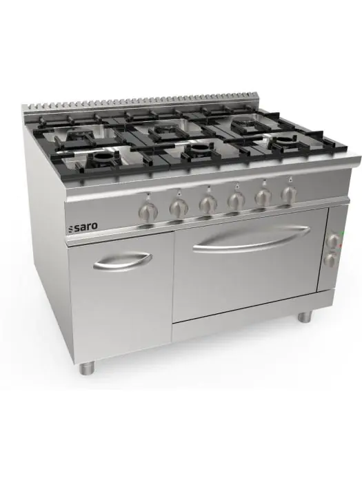 Gasfornuis - Elektrische Oven - 6 Branders - RVS - 400V - H 85 x B 120 x D 90 CM - Saro - 423-8030 423-8030 €4,357.00 Gasfornuizen met oven