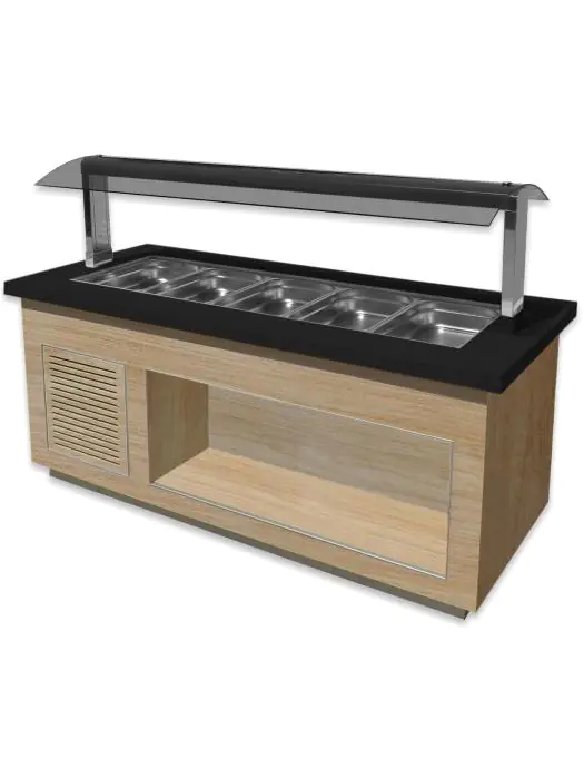 Saladebar - 5x 1/1 GN - Bruin - RVS - 230V - H 135 x B 200 x D 88 CM - Saro - 366-2710 366-2710 €3,336.59 Eilandbuffetten