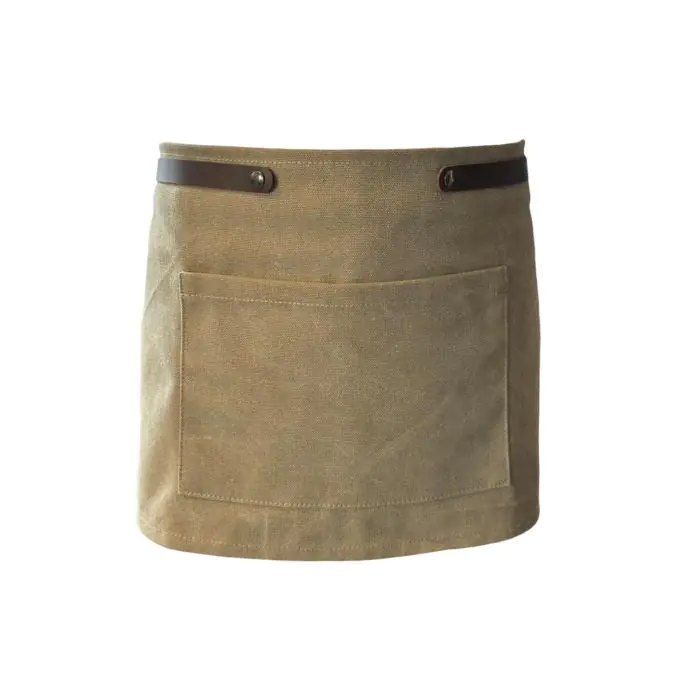 Sloof Met Zak - Leer - Gewassen Canvas - Tailleshort - Groen - Crafted Leather HW-51748 €49.95 Schorten en sloven
