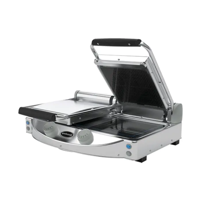 Contactgrill Duo - H 17.6 x 61.7 x 45.9 CM - 17 KG - 220-240 V - 3000 W - RVS - Geribbeld / Glad - +120°C / +400°C - Keramisch - SpidoCook - 596055 596055 €1,116.00 Contactgrills