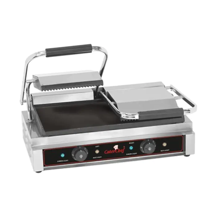 Contactgrill Duettocompact - H 19.3 x 56.6 x 32 CM - 28 KG - 220-240 V - 3600 W - Gietijzer - Geribbeld / Glad - +50°C / +300°C - Caterchef - 688420 E688420 €261.58 Contactgrills