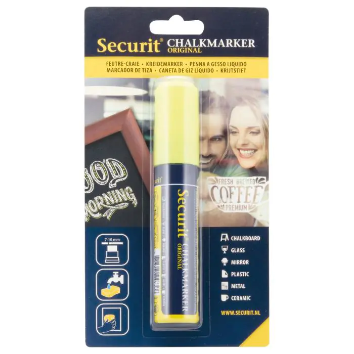 Krijtstift Blister - Blokpunt - Geel - 7-15 MM - Securit BL-SMA720-YE €6.99 Krijtborden