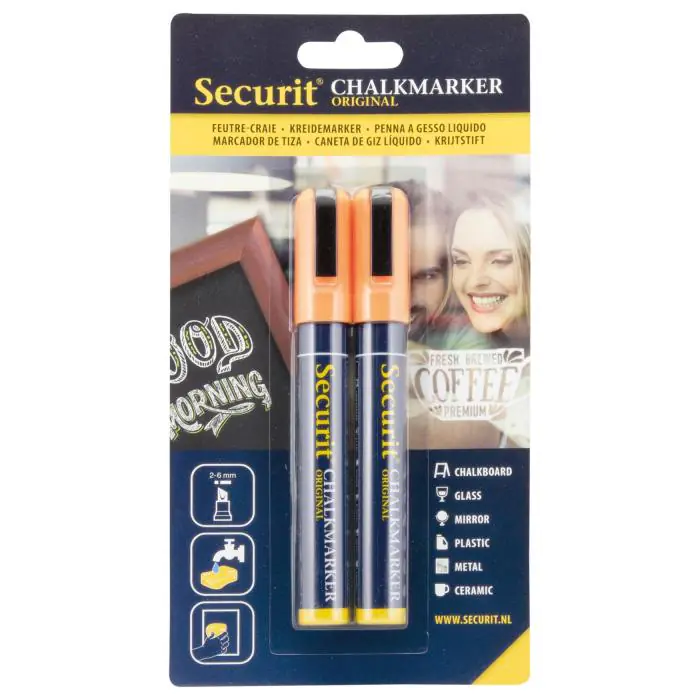 Krijtstift Blister - 2 Stuks - Oranje - 2-6 MM - Securit BL-SMA510-OR €7.45 Krijtborden
