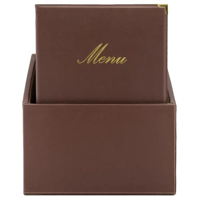Menubox Classic - 20 Stuks - A4 - Bruin - Kunstleder - Securit MC-BOX-CRA4-BR €294.00 Menukaarten