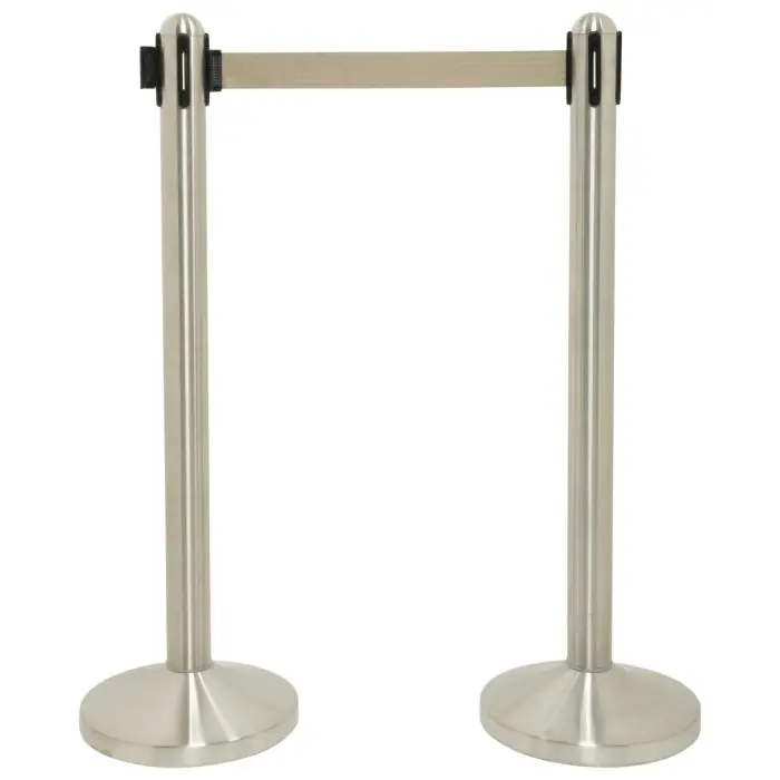 Afzetpaal - Grijs Trekband - Uittrekbaar - Met Voet - Zilver - RVS - H 100 CM - Securit RS-RT-RVS-GY-SET €114.95 Sierkoord en afzetpalen