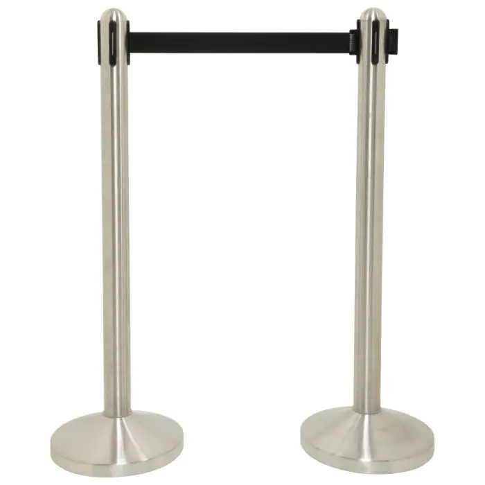 Afzetpaal - Zwart Trekband - Uittrekbaar - Met Voet - Zilver - RVS - H 100 CM - Securit RS-RT-RVS-BL-SET €114.95 Sierkoord en afzetpalen