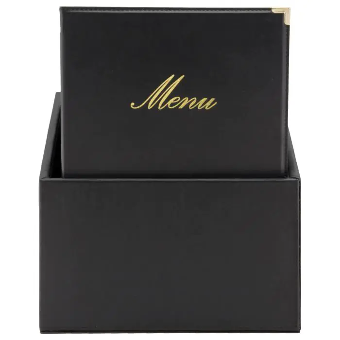 Menubox Classic - 20 Stuks - A4 - Zwart - Kunstleder - Securit MC-BOX-CRA4-BL €294.00 Menukaarten