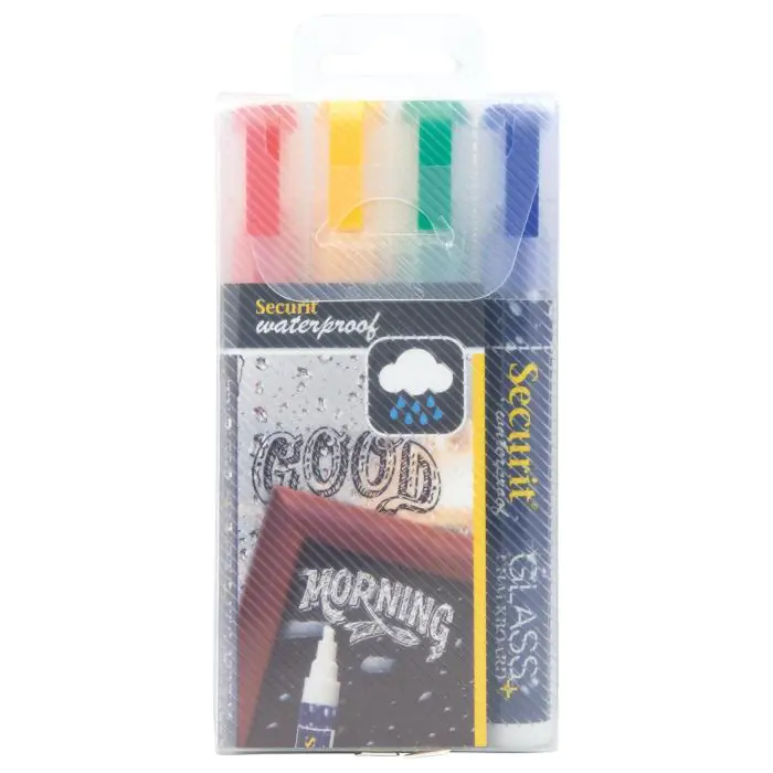 Krijtstift - 4 Stuks - Watervast - Diverse Kleuren - 2-6 MM - Securit SMA610-V4 €13.95 Krijtborden