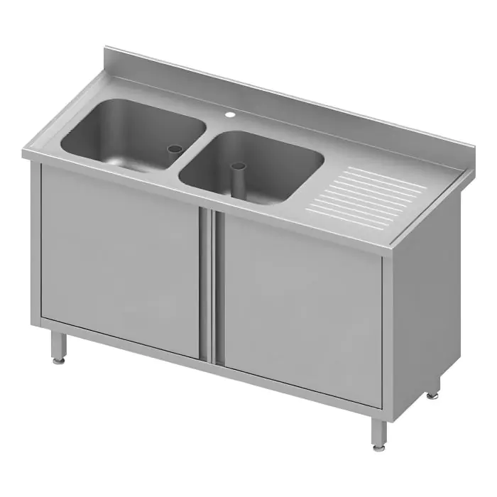 Gesloten RVS Spoeltafel - Draaideuren - 2 Spoelbakken Links - G-Line RVS-M-00196 €1,067.00 RVS spoeltafels