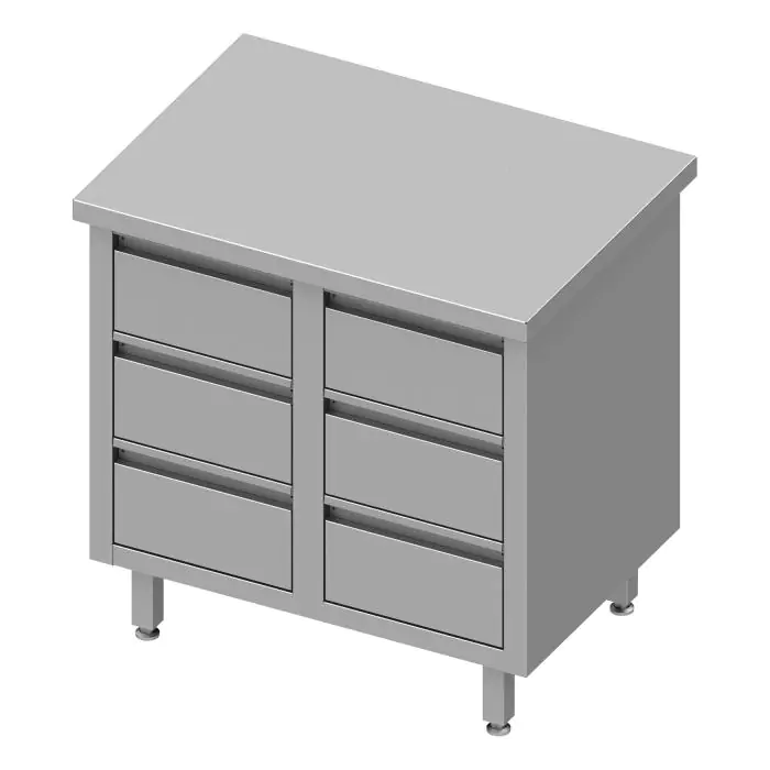Gesloten RVS Werktafel - 6 Lades - G-Line RVS-M-00206 €1,082.00 RVS gesloten werkbank
