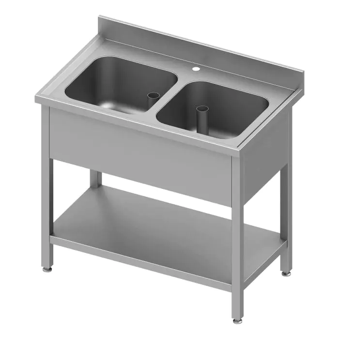 RVS Horeca Spoeltafel - 2 Bakken - Met Onderschap - G-Line RVS-M-00266 €677.00 RVS spoeltafels