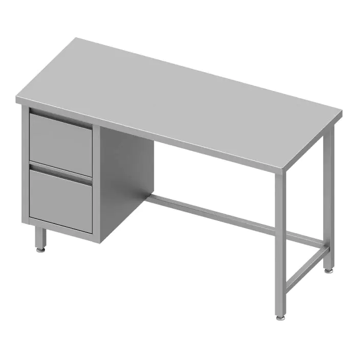 RVS Werktafel - Zonder Onderschap - 2 Lades Links - G-Line RVS-M-00328 €804.00 RVS werktafel
