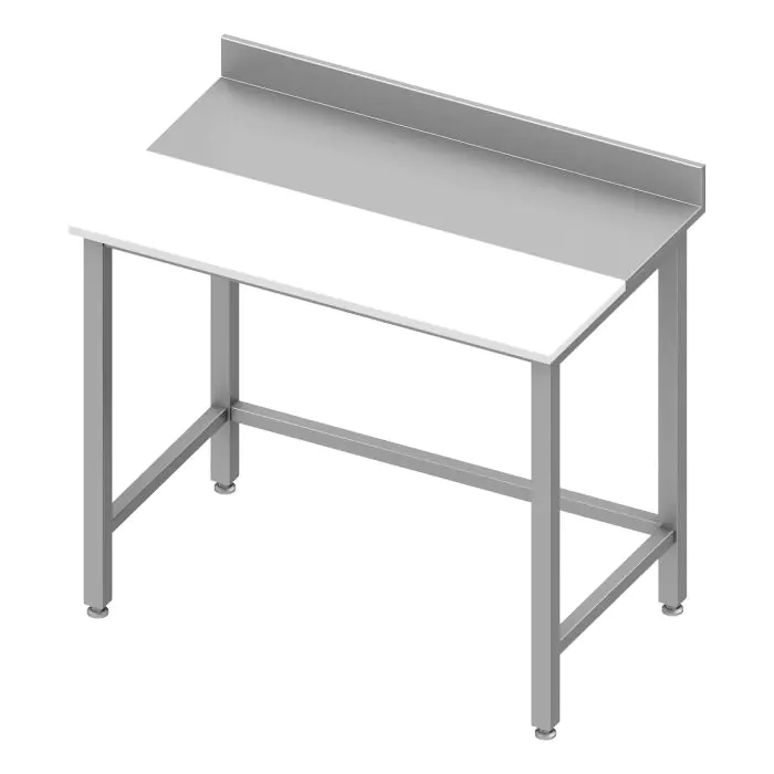 RVS Werktafel - Half Polyethyleen Blad - Wit - Zonder Onderschap - Opstaande Rand 10 CM - G-Line RVS-M-00345 €659.00 RVS werktafel