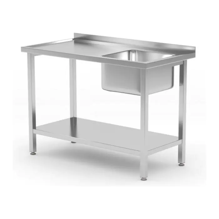 Spoeltafel - Met Onderschap - Rechts - H 85 x B 100 x D 60 CM - RVS - Hendi H817018 €495.00 RVS spoeltafels