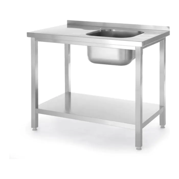Spoeltafel - Met Onderschap - Links - H 85 x B 100 x D 60 CM - Hendi H817025 €370.02 RVS spoeltafels