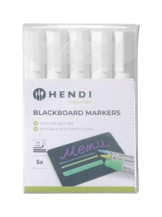 Krijtstiften - 5 stuks - Wit - Schuine punt - Hendi - 664209 664209 €10.95 Krijtborden