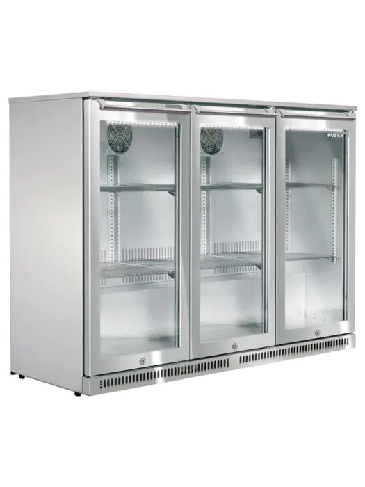 Koelkast - 285 Liter - 3-Deurs - Glazen Deur - Geforceerd - Zilver - Husky C3AF-HS-STEEL €1,738.80 Koelkasten met glazen deur