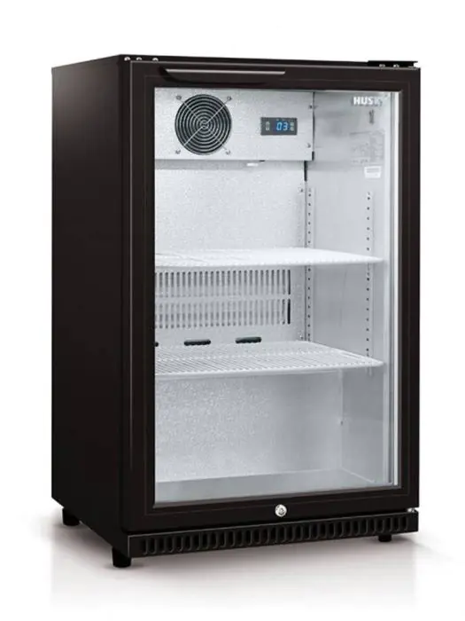 Koelkast - 112 Liter - 1-Deurs - Glazen Deur - Geforceerd - Zwart - Husky C1-865-BK-NL-HU €404.00 Koelkasten met glazen deur
