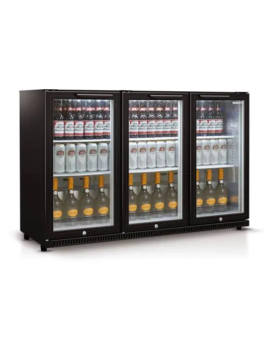 Koelkast - 301 Liter - 3-Deurs - Glazen Deur - Geforceerd - Zwart - Husky C3-865-BK-NL-HU €859.00 Koelkasten met glazen deur