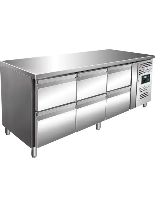 Koelwerkbank - Digitale Temperatuurregeling - RVS - 465 Liter - 230V - H 89 x B 179.5 x D 70 CM - Saro - 323-10714 323-10714 €1,792.00 Koelwerkbanken