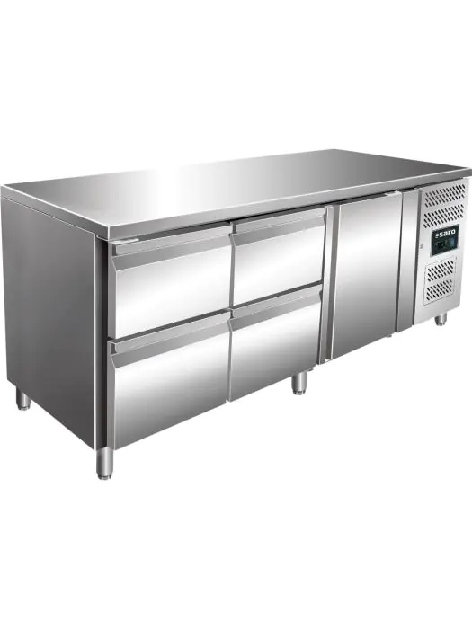 Koelwerkbank - 1-Deurs - Digitale Temperatuurregeling - RVS - 465 Liter - 230V - H 89 x B 179.5 x D 70 CM - Saro - 323-10718 323-10718 €1,589.00 Koelwerkbanken