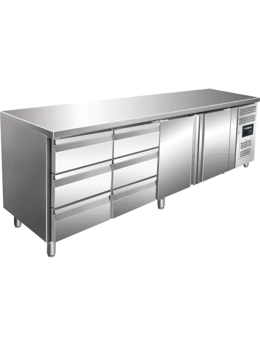 Koelwerkbank - 2-Deurs - Digitale Temperatuurregeling - RVS - 616 Liter - 230V - H 89 x B 223 x D 70 CM - Saro - 323-10725 323-10725 €2,011.00 Koelwerkbanken