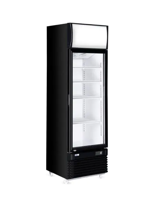 Koelkast - 254 Liter - 1-Deurs - Glazen Deur - Geventileerd - Zwart - Hendi 233788 €668.60 Koelkasten met glazen deur