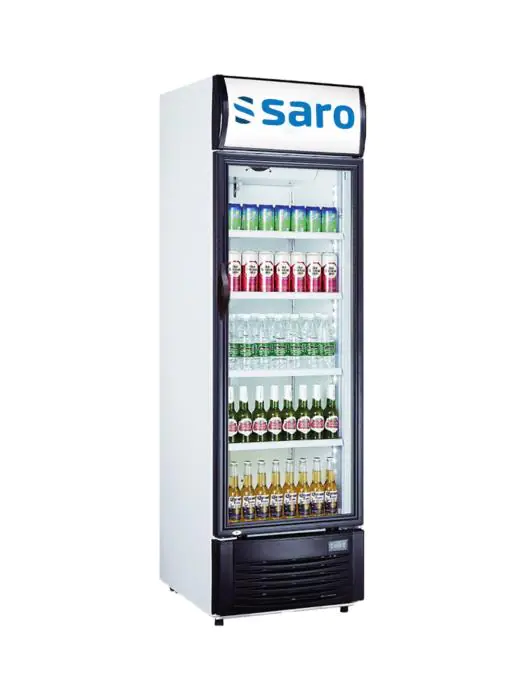 Flessenkoeler - 371 Liter - 1-Deurs - Glazen Deur - Statisch - Wit - Saro 437-1013 €623.00 Koelkasten met glazen deur