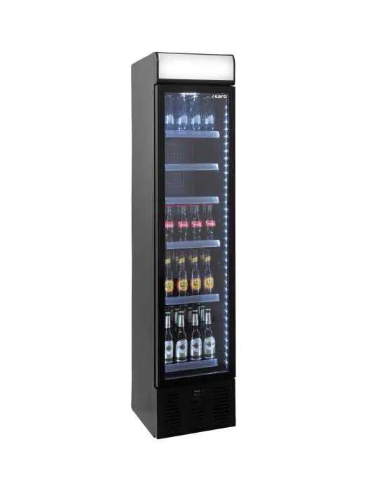 Flessenkoeler - 130 Liter - 1-Deurs - Glazen Deur - Geventileerd - Zwart - Saro 325-2250 €494.00 Koelkasten met glazen deur