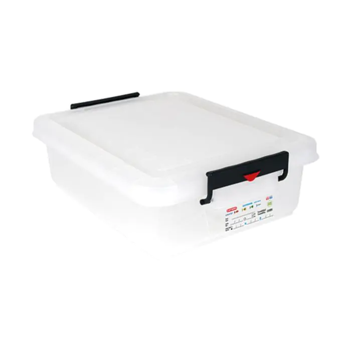 Voedselcontainer - H 15.9 x 39.6 x 530 CM - 1.932 KG - Polyethyleen - Transparant - 30 Liter - -40°C / +90°C - Clip Sluiting - Araven - 962205 962205 €24.00 Voedselbakken