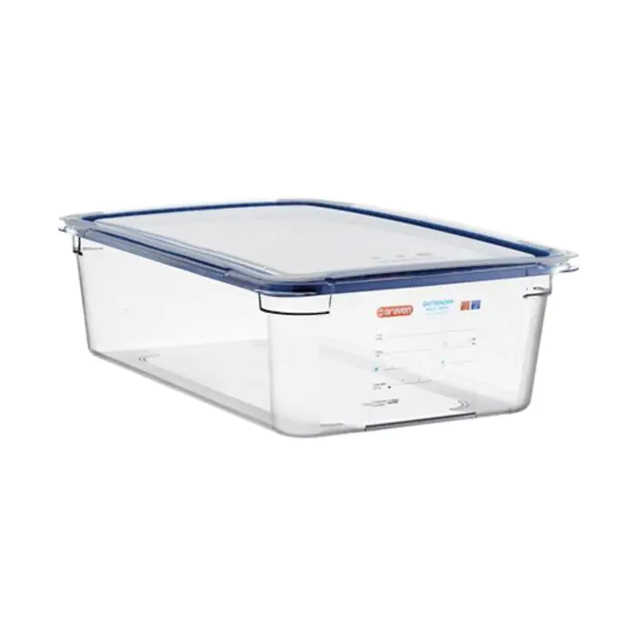 Voedseldoos - 1/1 GN - 17.5 Liter - H 15 x 53 x 32.5 CM - Polycarbonaat - Transparant - -40°C / +99°C - Met Siliconen Afdichtrand - Araven - 962412 E962412 €49.00 Voedselbakken