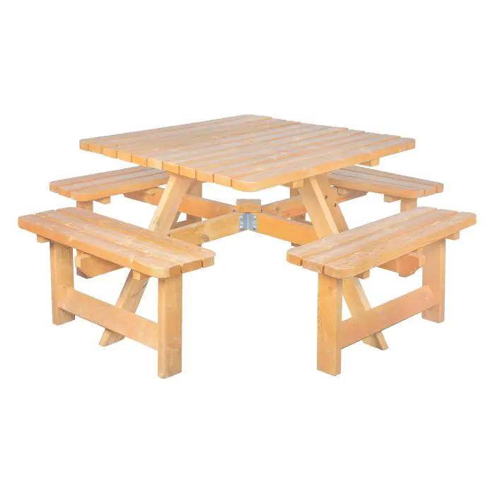 Picknicktafel - Vierkant - Zware Kwaliteit - Hout - B 220 x D 220 CM - G-Line 84931 €279.00 Terrastafel